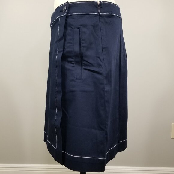 Tommy Hilfiger Size 4 Skirt A-Line Navy Faux Wrap Contrast Embellished Nautical - Picture 7 of 8